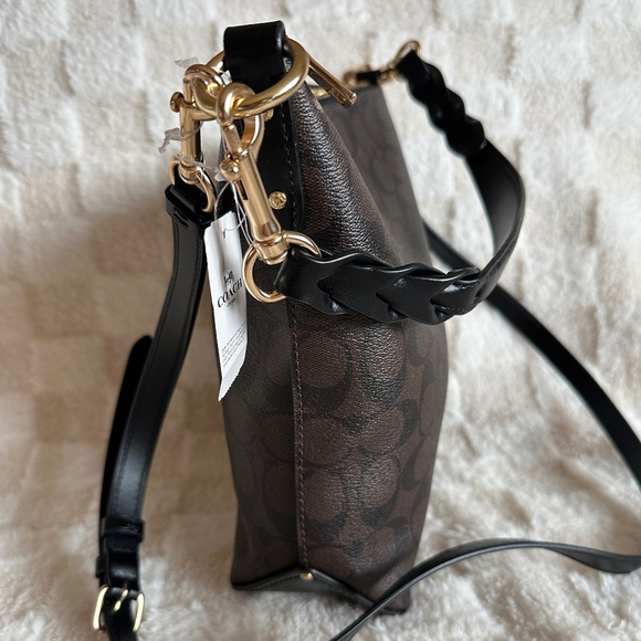 NWT! RARE! Coach F87826 Mini Abby Duffle Bag In Signature Canvas In Brown/Black - Picture 3 of 10